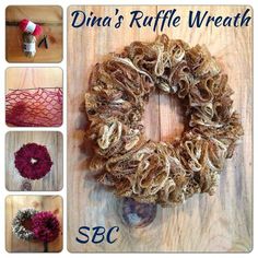 the instructions to make a diy ruffle wreath with yarn and scissors are shown