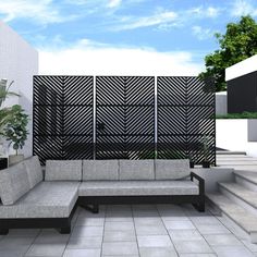 an outdoor seating area is shown in this rendering