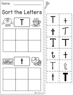 the letter t worksheet for children to learn how to write and read it