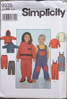 the sewing pattern for children's jumpsuits and overalls is in two sizes