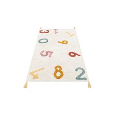 a white rug with numbers on it