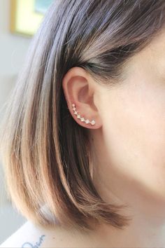 Jewel Climber - Rhinestone Crystal Ear Climber Earrings | Minimalist Ear Crawler - Amelie Owen Collections Gold Earrings Bridal, Black Crystal Ring, Gold Ear Climbers, Crawler Earrings, Ear Crawler, Ear Crawler Earrings, Ear Climbers Earrings, Ear Crawlers, Gold Bridal Earrings