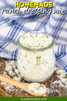 homemade ranch dressing mix in a glass jar