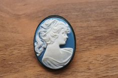 Vintage Craft Cameo Blue  One-Piece Pin Brooch Collection Jewelry O-0080 Albums Collection, Pin Light, Blue One Piece, Vintage Cameo, Family Album, Yellow Gold Engagement, Vintage Clip, Vintage Crafts, Topaz Stone