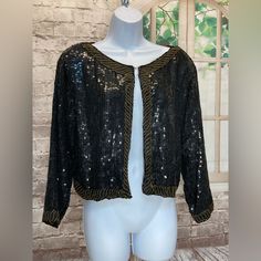 Sparkle Sparkle Sparkle! Yes Please! Chic Black Blouse For Festive Occasion, Black Festive Blouse For Spring, Festive Black Blouse For Fall, Vintage Black Blouse For Evening, Elegant Black Tops For Festive Occasion, Sparkly Blouse, Plus Size Sequin, Beaded Skirt, Formal Jacket