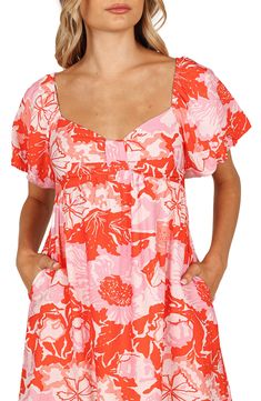 Vibrant blooms embolden this breezy mini designed with darling puff sleeves and a sweetly smocked back. Slips on over head Sweetheart neck Short sleeves Side-seam pockets Smocked back Unlined 65% cotton, 35% polyester Hand wash, dry flat Imported Satin Dresses Long, Double M, Babydoll Style Dress, Satin Dresses Long Sleeve, Sweet As Honey, Petal And Pup, Babydoll Style, Resort Dresses, Essential Dress