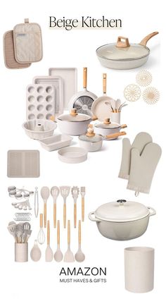 Creating your dream kitchen?  If a beige kitchen is your goal, these Amazon Finds and Tiktok Viral Kitchen Products are perfect for your kitchen inspiration. Neutral colored kitchen utensils, beige kitchen pots and pans, and everything you need to finish a classy, simply, dreamy kitchen using Amazon products only. These beige kitchen finds are so affordable too! Minimalist Kitchen Essentials, Desain Pantry, House Essentials, Beige Kitchen, Future Apartment Decor, Aesthetic Kitchen, Apartment Essentials, Amazon Home Decor, Apartment Decor Inspiration