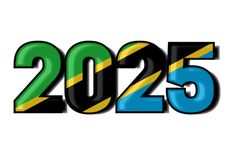 the number twenty five in blue, yellow and green with black letters that spell out 2055