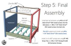 the diagram shows how to build a bed frame for an easy disassembly