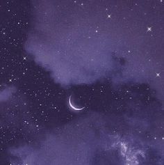 the night sky is filled with stars and crescents, as well as some clouds