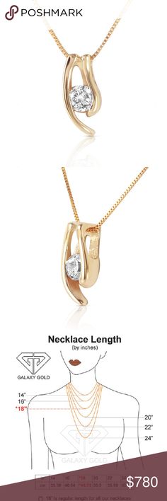 SOLID GOLD NECKLACE WITH NATURAL 0.15 CT. DIAMOND Item: 4245 Description 14K. SOLID GOLD NECKLACE WITH NATURAL 0.15 CT. DIAMOND (yellow gold) Comes with 18" long, 0.52 mm thickness Box Chain. Item Information Metal: 14K. Solid Gold Metal Weight: 1.00 gr. Diamonds 1 Round cut, H-I color, SI-2 clarity = 0.15 ct Measurements Height: 0.38 in ( 9.7 mm) Width: 0.19 in ( 4.8 mm) Galaxy Gold Products Jewelry Necklaces 14k Gold Jewelry With Diamond White Tension Setting, Gold 14k Diamond Necklace With Single Diamond, Gold Solitaire Necklace With Brilliant Cut For Formal Occasions, Gold Solitaire Necklace With Round Cut For Formal, Gold Solitaire Necklace With Round Cut For Formal Occasions, Gold Jewelry With Tension Setting, Gold Jewelry With Tension Setting In Cubic Zirconia, Gold Solitaire Necklace With Diamond Cut Pendant, Yellow Gold Solitaire Necklace In 14k Brilliant Cut