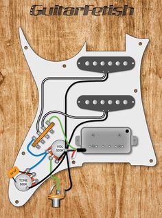 an electric guitar wiring diagram on a wooden background