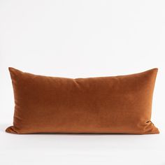 Mason Velvet 12x24 Lumbar, a rusty burnt orange velvet lumbar pillow from Tonic Living Inverted Pleat Drapery, Burnt Orange Velvet, Velvet Lumbar Pillow, Large Beds, Orange Velvet, Orange Pillows, Stylish Beds, Large Sofa, Pillow Collection