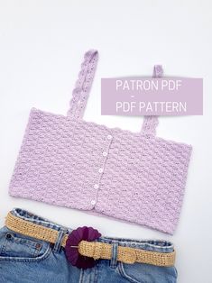 a crochet top and jeans with a flower on the bottom that says patron pdf pattern