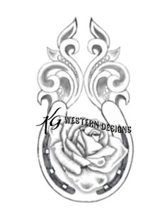 a rose tattoo design with the words western designs on it