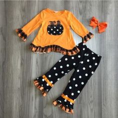 Brand New In Package Cotton/Spandexd Cute Stretch Sets For Fall, Cute Cotton Leggings For Fall, Cute Stretch Leggings For Fall, Newborn Halloween Outfits, Polka Dot Pumpkin, Newborn Halloween, Play Outfit, Tunic Leggings, Sister Outfits