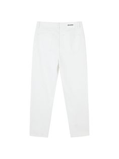 Details: Simple, clean, pure white jeansHigh-waisted and slightly tapered trousersThe embroidered letters at the waist and the leather label at the back are exquisite details.Ripped edges add a touch of individuality. Materials & Care: Cotton 61.4%; Lycra 16.6%; Polyester 14.1%; Mulberry Silk 6.9%; Elastane 1.0% Hand wash | Dry clean Do not bleach Size & Fit: Model is 5'7", Bust 32, Waist 24, Hips 35, wearing a size S Item #: LN2DP03 Denim Jean Dress, Embroidered Letters, Leather Label, Matching Dresses, Mulberry Silk, Spring Collection, Jeans Dress, Jeans Denim, Winter Collection