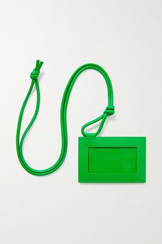 Part of Bottega Veneta's coveted 'Cassette' family, this cardholder is made from wide strips of green leather using the signature intrecciato weaving technique. It has a clear window, that's perfect for displaying your ID and is strung on a knotted strap. Green Luxury Card Holder With Interior Slots, Green Leather Luxury Card Holder, Luxury Green Leather Card Holder, Bottega Green, Bottega Veneta Cassette, Leather Cardholder, Clear Window, Bag Charms, Eco Bag