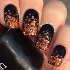 Cute Nail Colors, Fall Nail Art Designs, October Nails, Fall Acrylic Nails, Fall Nail Art, Sparkly Nails, Fancy Nails