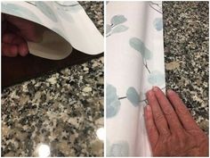 two pictures showing how to cut paper with scissors