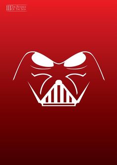 a darth vader face on a red background