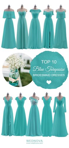 bridesmaid dresses in different colors and styles, with the words top 10 blue tulle