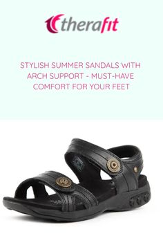 Discover the perfect combination of style and comfort with our collection of arch support sandals for women. Whether you're looking for trendy summer sandals with arch support or timeless leather sandals with exceptional arch support, Therafit Shoes has you covered. Our 2024 line features the latest designs incorporating innovative technology to provide unparalleled arch support without compromising on fashion. Treat your feet to the luxury they deserve and step into a world of pain-free walking Adjustable Slip-on Sandals For Everyday Use, Casual Adjustable Sport Sandals With Heel Loop, Adjustable Round Toe Sandals For Everyday Use, Ortholite Insole Slip-on Sandals For Everyday Use, Summer Leather Sport Sandals, Leather Sport Sandals For Everyday Summer Use, Adjustable Synthetic Sandals For Everyday Use, Comfortable Sandals With Branded Insole For Everyday, Black Cushioned Sandals