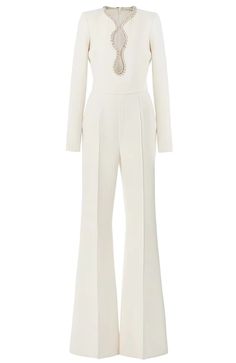 Long Sleeve Crystal Trim Jumpsuit White DESIGN: Color: White V-neck Long sleeves Cut-out detail Embellished with rhinestones Concealed zipper at back Body sculpting design Gentle Dry Clean Only Length: Maxi MATERIAL: Polyester + Cotton High quality durable fabric. High elasticity for a better fit.  Delicate sewing and hemming by durable needle lockstitch machine. YKK zipper (known as the most durable and reliable zippers manufactured today). To maintain the beauty of your gartment, please follow the care instructions on the attached label. Colour may vary due to lighting on images. The product images (without model) are closest to the true colour of the item.   * Order one size up for a relaxed fit. * Pay special attention on measurements to ensure proper fit. * If you are b Embellished Jumpsuit, White Jumpsuit, Long Jumpsuits, Inspirational Celebrities, Long Sleeve Jumpsuit, Diamond Shaped, Elie Saab, Black Jumpsuit, Product Images