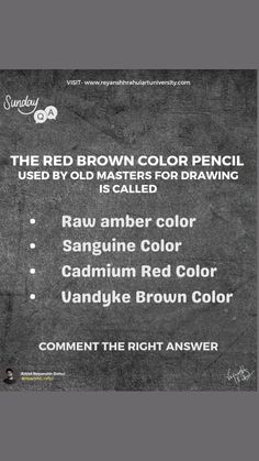 the red brown color pencil used by old masters for drawing is called rau amber color