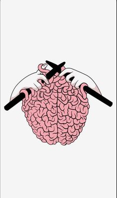 two hands holding a pink brain with scissors in it