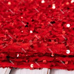 red stretch velvet with red sequins for decorative purposes Elegant Red Sequin Fabric For Festive Occasions, Red Sequin Fabric With Contrast Detail For Party, Red Glitter Sequin Fabric For Festive Occasions, Glamorous Red Embellished Sequin Fabric, Luxury Red Sequin Fabric, Velour Fabric, Red Sequin, Stretch Velvet, Designer Gowns