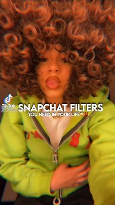 an image of a woman with curly hair on the cover of snapchat filters