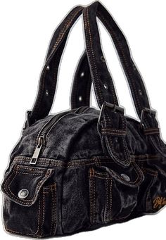 Grunge Shoulder Bag With Zipper For Everyday Use, Grunge Streetwear Bags With Zipper Closure, Grunge Bags With Zipper Closure For Streetwear, Grunge School Bag With Zipper Closure, Grunge Bags With Zipper Closure For Daily Use, 2000s Bags, Shoulder Bag Outfit, Pretty Journals, Denim Shoulder Bags