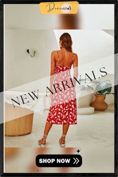 Elegant Sexy Backless Slip Dress Women Summer Dresses New V-neck Red Floral Print A-line Midi Dress Casual Spaghetti Strap Red Backless Dress For Brunch, Red Sundress With Adjustable Straps For Summer, Red Slip Dress With Adjustable Spaghetti Straps, Red Spaghetti Straps Sundress For Vacation, Red Spaghetti Strap Sundress For Vacation, Red Sundress With Spaghetti Straps For Vacation, Red Beach Dress With Adjustable Straps, Red V-neck Slip Dress For Summer, Red Summer Dress With Sweetheart Neckline