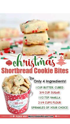 christmas shortbread cookie bites recipe with instructions