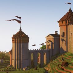 - This medieval castle is 165 blocks tall! - Every building has a detailed Interior. - There are more than 10 towers in this castle! - The map is embedded in a vanilla Minecraft world. Minecraft City Buildings, Minecraft City, Hobbit Hole