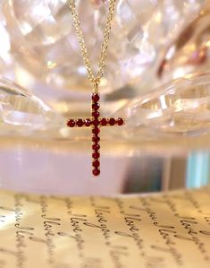 Small ruby Cross necklace ruby cross necklace 14k ruby | Etsy Red Cross Pendant Necklace Gift, Red Cross Pendant Necklace For Gift, Red Crucifix Cross Necklace Gift, Red Crucifix Cross Necklace For Gift, Red Spiritual Cross Pendant Jewelry, Spiritual Red Cross Pendant Necklace, Red Cross Necklace, Amethyst Earrings Studs, Forgiveness Of Sins