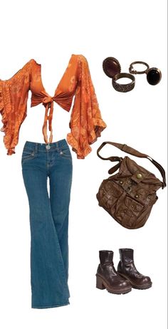 Fire Aesthetic Outfit, Earth Wind And Fire Concert Outfit, 70s Aesthetic Outfit, Bohemian Style Outfits, Summer Outfit Vintage, 70s Inspired Outfits, Witchy Outfits, Estilo Indie, 70s Inspired Fashion