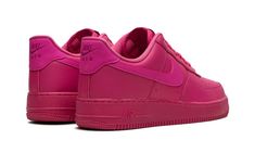 The Women’s Nike Air Force 1 Low "Fireberry" is a women’s-exclusive colorway of the retro basketball shoe with a monochromatic bright pink design.  A head-turning look for the always-in-style sneaker, the Air Force 1 Low “Fireberry” features a Fireberry-colored leather construction with tonal leather overlays.  A Fierce Pink leather Swoosh logo on each side adds some light contrast.  Tonal “Nike Air” branding is embroidered on the heel while tonal “Nike” detailing is found on the tongue tag.  Th Retro Basketball Shoes, Retro Basketball, Sneaker Slippers, Nike Air Force 1 Low, Swoosh Logo, Stadium Goods, Air Force Ones, Air Force 1 Low, Pink Design