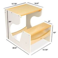 two wooden shelves are shown with measurements for each shelf