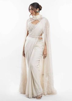 Luxury White Shawl With Zari Work, Fancy Sarees Party Wear Indian, Indian Attire Modern, White Saree Wedding, Bride Sarees, Modern Blouse Designs