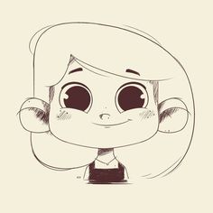 a drawing of a girl with big eyes