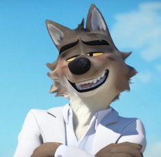 an animated wolf wearing a suit and tie