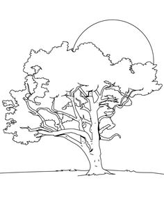 a black and white drawing of a tree