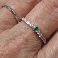 Dainty Sterling Silver Emerald Ring With Sparkling Simulated Diamonds. Well Made And So Adorable. The Tiny Emerald Measures 4mm Long, Surrounded By The Sparkle Of Tiny Cz's. Various Sizes Available In The Dropdown. Stamped 925. This Listing Is For One Of These Rings, Other Items Are Display. Ref: Ws-B4 Silver Rings With Emeralds, Emerald And Silver Engagement Ring, Emerald Wedding Rings Silver, Emerald Ring Silver, Emerald Silver Ring, Emerald Promise Ring, Emerald Engagement Ring Set, Class Rings, Luxury Wedding Rings