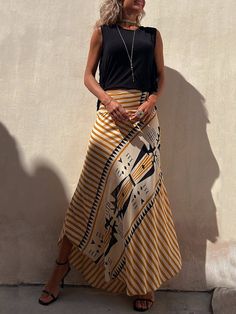 Geometric Print Elastic Waist Maxi Skirt Fashion Innovation, Long Skirt Casual, Stile Boho Chic, Skirt Streetwear, Long Skirt Summer, Boho Chique, Womens Beach Fashion, Future Of Fashion, Maxi Rok