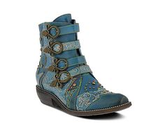 Women Rodeha Bootie -Turquoise L'artiste By Spring Step, Dr Shoes, Buckle Ankle Boots, Western Booties, Skirt Maxi, Fantasy Clothing, Womens Ankle Boots, Larp, Leather Booties