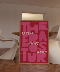 a pink poster with the words taylor swift tour written on it in white and red