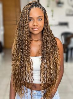 Ash Brown Braids Black Women, Makeba Braids Styles, Box Braids Styles, Goddess Braid Styles, Boho Braided Hairstyles, Curly Crochet Hair Styles, Goddess Braids Hairstyles, Braids Styles, American Hairstyles