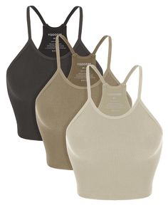 PRICES MAY VARY. Lightweight & Naked Feeling: This womens crop tank top is made of quality 80% nylon, 20% spandex fabric, super soft, lightweight, breathable, skin-friendly, durable and stretchy. Perfect chioce for your daily wear and workout. Fashion Style: Cropped length, ribbed kint design for a trendy exercise crop top look. The strap crop top for women is designed with the minimum number of seams for a more comfortable fit and increased mobility. Easy To Match: Basic casual camisoles for wo Amazon Outfits, Seamless Knitting, Cropped Camisole, Women's Tank Tops, Red Barns, Cropped Tops, 4 Way Stretch Fabric, Seamless Leggings, Knit Crop